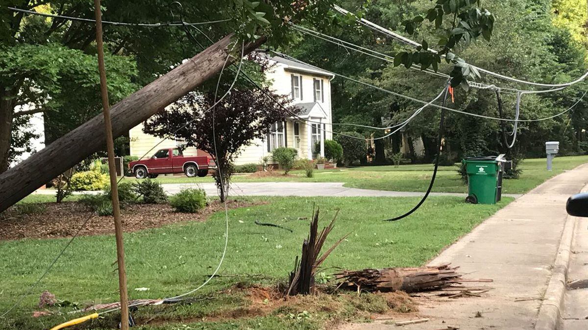 Power restored after car hits power pole in southeast Charlotte