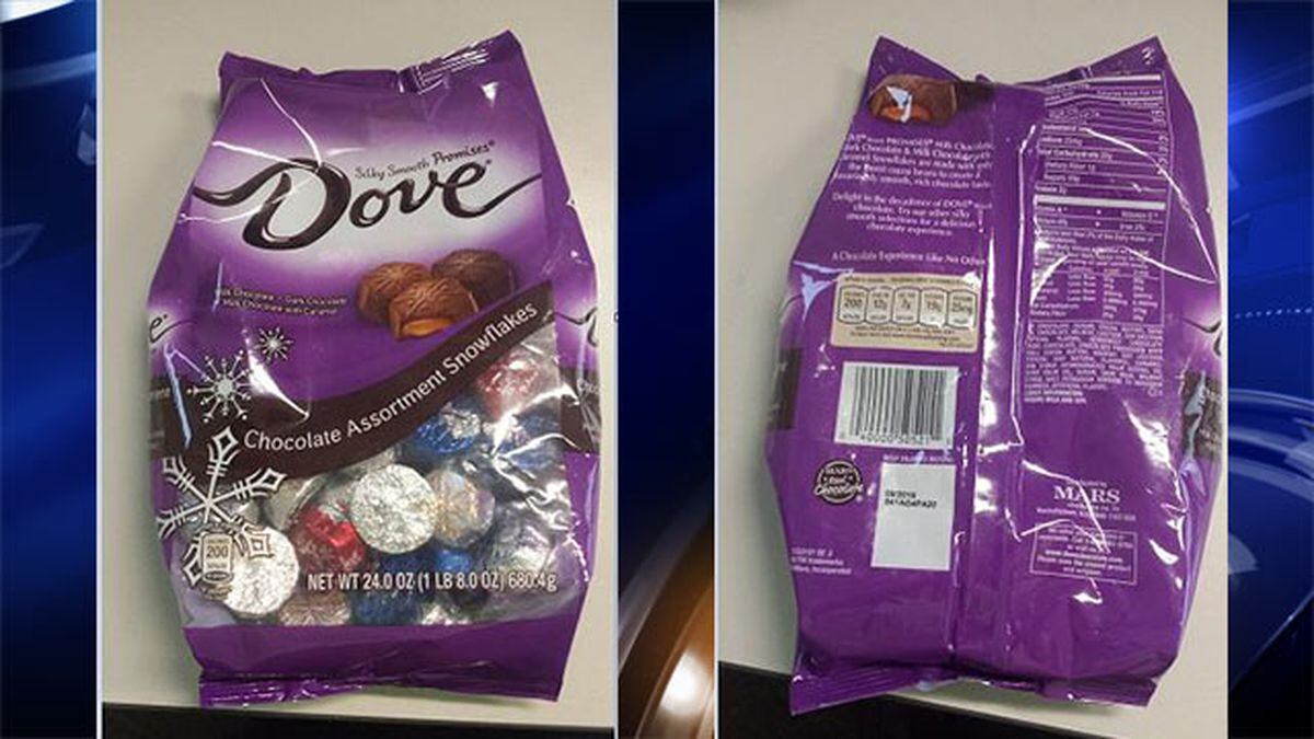 Allergy alert Unmarked Dove chocolate may contain peanuts