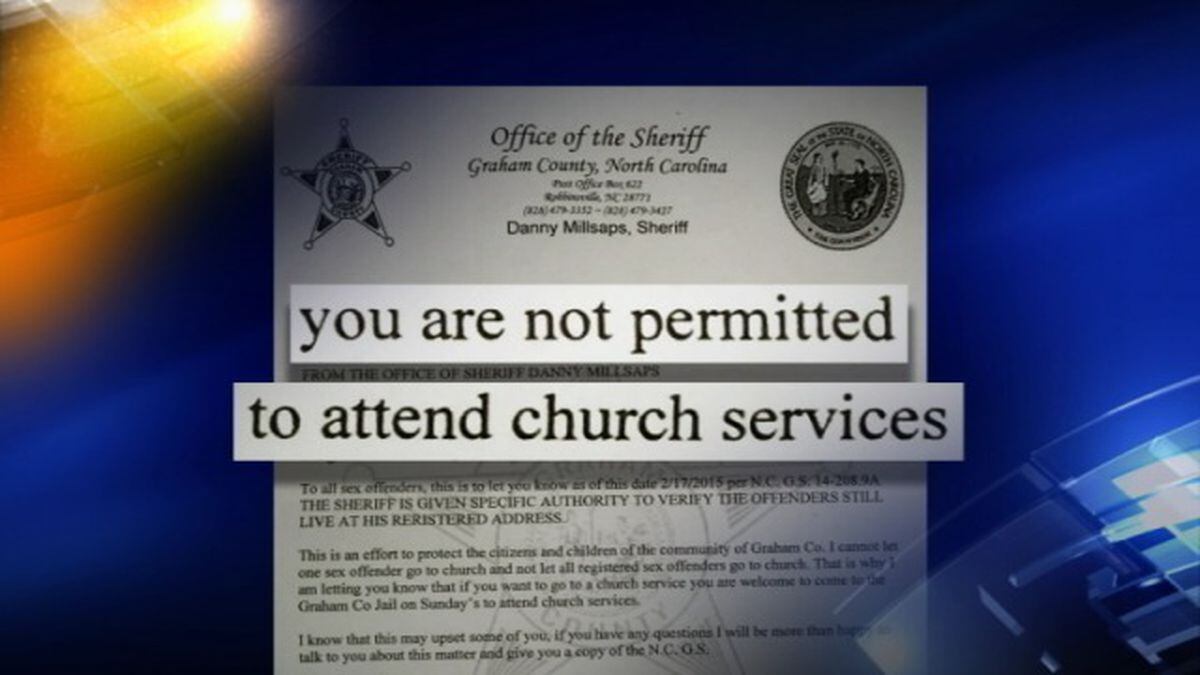 Letter From Nc Sheriff States Sex Offenders Not Allowed In Church