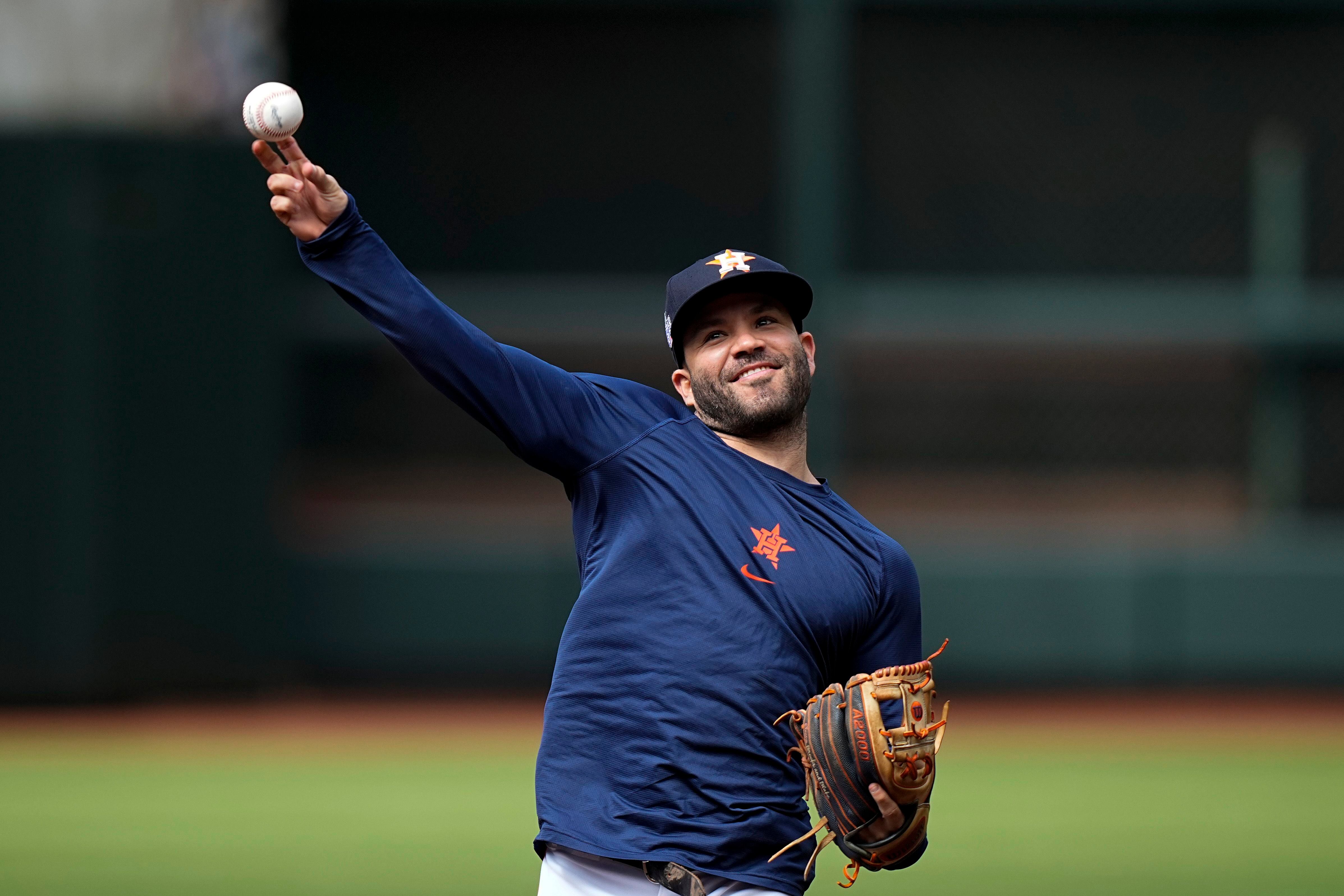 Houston, USA. 14th Oct, 2021. Houston Astros starting pitcher Framber Valdez  (59) speaks during the press conference on workout day before game one of  the ALCS against Boston Red Sox in Houston